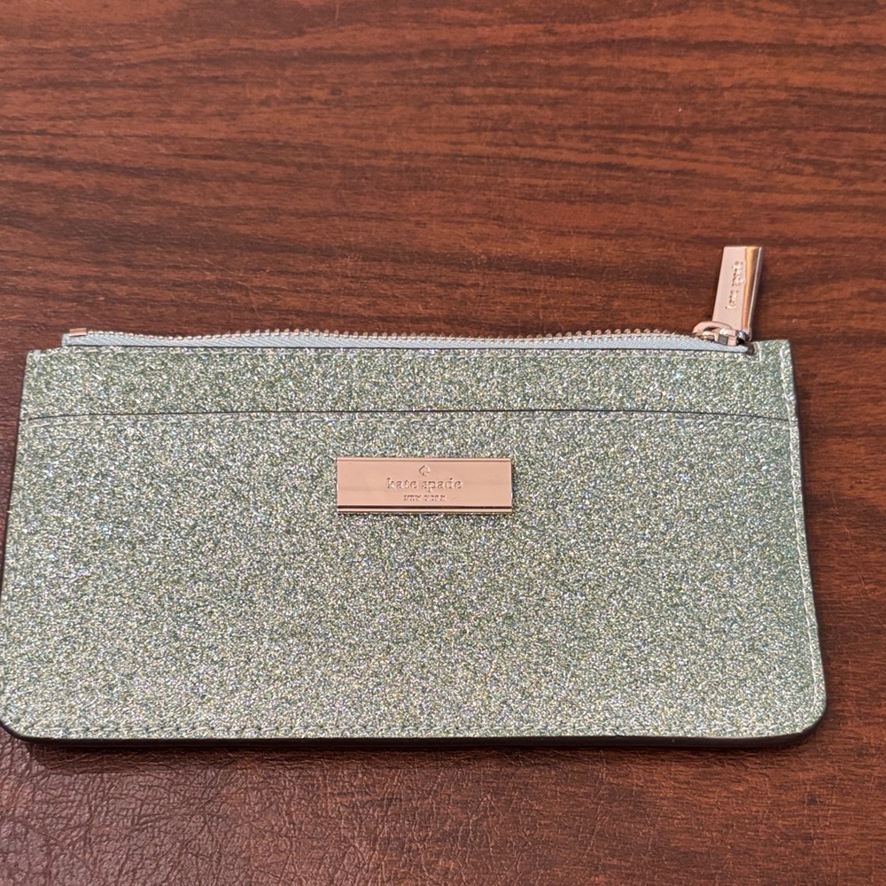 Kate Spade glittery mint green wallet